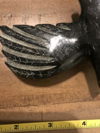 Vintage Hand Carved Bird Black Stone ? Obsidian ?Eagle 3