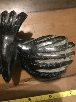 Vintage Hand Carved Bird Black Stone ? Obsidian ?Eagle 4