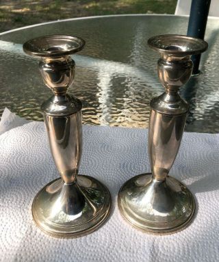 Vintage Sterling Silver Poole Weighted Candlesticks Candle Holders 7 - 1/2”