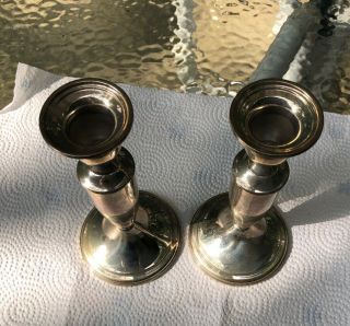 Vintage Sterling Silver Poole Weighted Candlesticks Candle Holders 7 - 1/2” 2