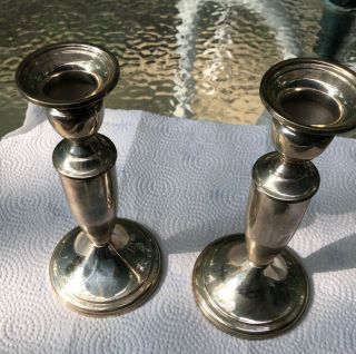 Vintage Sterling Silver Poole Weighted Candlesticks Candle Holders 7 - 1/2” 3