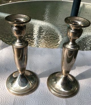 Vintage Sterling Silver Poole Weighted Candlesticks Candle Holders 7 - 1/2” 4