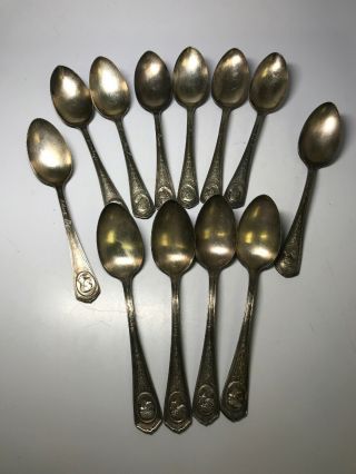 Vintage Oneida Community Par Plate Film Stars Silver Plate Spoons 12