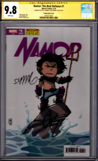 Namor: The Best Defense 1 Young Variant Cgc Ss 9.  8 Sigs By Zdarsky & Young