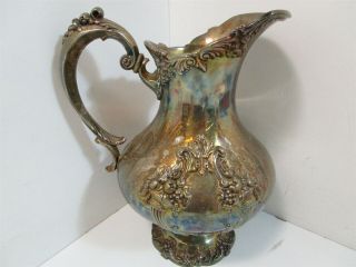 Reed & Barton King Francis Silver Plate Pitcher W/ Fruit/floral Motif Tarnished