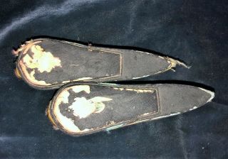 Antique Pair CHINESE EBROIDERED LOTUS SHOES BOUND FEET Qing embroidery slippers 4