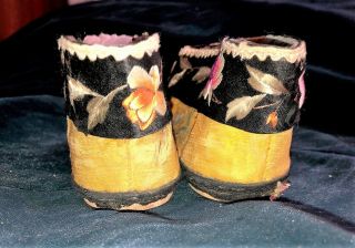 Antique Pair CHINESE EBROIDERED LOTUS SHOES BOUND FEET Qing embroidery slippers 5
