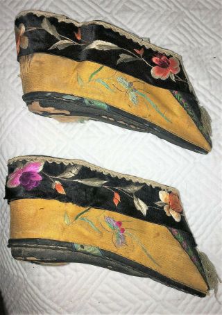 Antique Pair CHINESE EBROIDERED LOTUS SHOES BOUND FEET Qing embroidery slippers 7