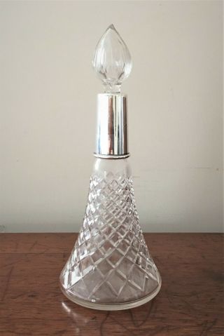 Early 1900’s Large Silver Mounted Glass Scent / Dressing Table Bottle