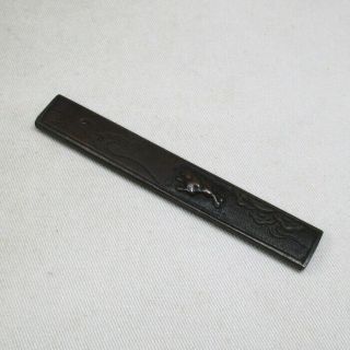 A169: Real Old Japanese Small Sword Kozuka With Good Work Of Traditional Rabbit