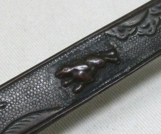 A169: REAL old Japanese small sword KOZUKA with good work of traditional rabbit 4