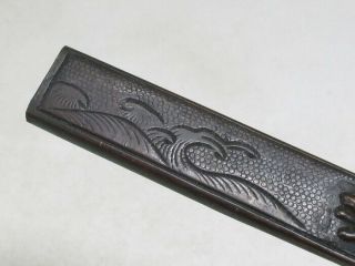 A169: REAL old Japanese small sword KOZUKA with good work of traditional rabbit 5