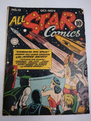 All - Star Comics 13 Golden Age Dc Comics Classic Cover By John Burnley
