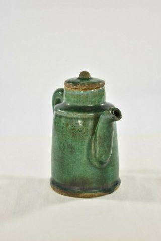 Antique Chinese Green Ceramic / Pottery Teapot / Wine Pot,  19th c 3