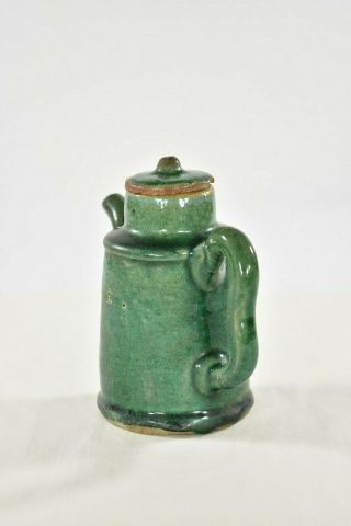 Antique Chinese Green Ceramic / Pottery Teapot / Wine Pot,  19th c 4