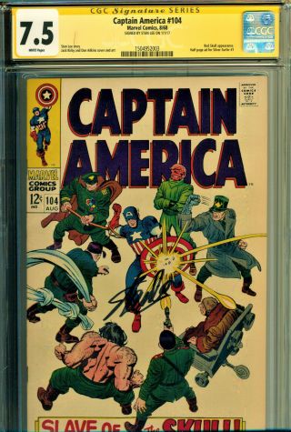 Captain America 104 Cgc 7.  5 W/pg Ss By Stan Lee Kirby Art Silver Surfer 1 Ad