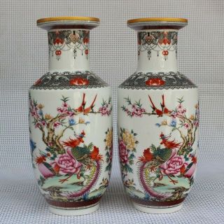 A Pair Perfect Antique Chinese Hand - Painting Porcelain Famille - Rose Vase