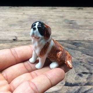 Saint Bernard Dog Ceramic Figurine Hand Painted Collectibles Art Decor Charm