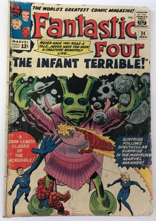 The Fantastic Four 24 Marvel Comics 1964 Jack Kirby Vg -