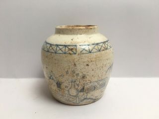 Antique Chinese Japanese Ginger Jar Blue And White