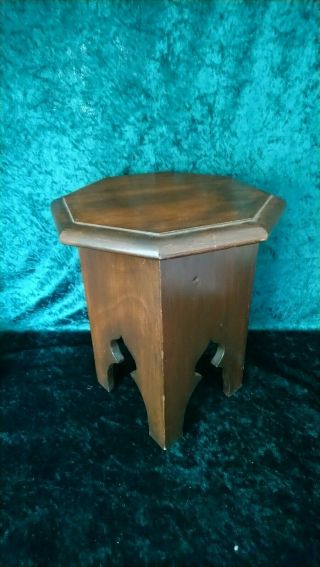 Vintage Oriental Hexagonal Shaped Wooden Table / Plant Stand 33cm Height X 30cm