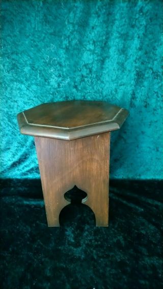 VINTAGE ORIENTAL HEXAGONAL SHAPED WOODEN TABLE / PLANT STAND 33CM HEIGHT X 30CM 2