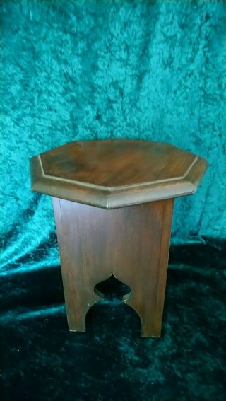 VINTAGE ORIENTAL HEXAGONAL SHAPED WOODEN TABLE / PLANT STAND 33CM HEIGHT X 30CM 4