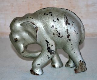 Old Vintage India Wooden Hand Carved Painted Walking Elephant Statue