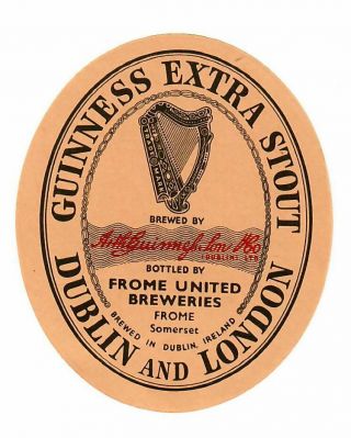 Beer Label: Guinness,  Dublin & London,  Bottled Frome United Breweries,  68mm Tall