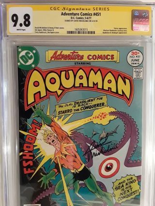 Adventure Comics 451 (cgc 9.  8) 1977 Aquaman App Signed By David Michelinie