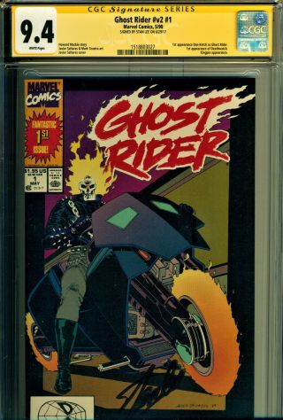 Ghost Rider V2 1 Cgc 9.  4 Ss Signed By Stan Lee 1st Dan Ketch As Ghost Rider
