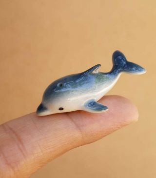 Dolphin Ceramic Figurine Fish Marine Animal Handmade Dolphins Collectible Gift
