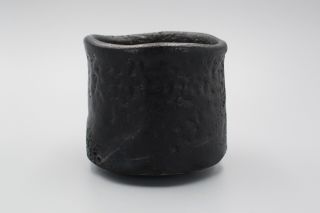 Rare Antique Japanese Pottery Black Raku Ware Chawan Tea Bowl Edo? 3
