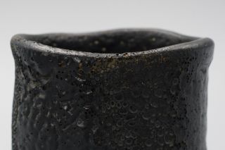 Rare Antique Japanese Pottery Black Raku Ware Chawan Tea Bowl Edo? 5