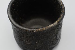 Rare Antique Japanese Pottery Black Raku Ware Chawan Tea Bowl Edo? 7