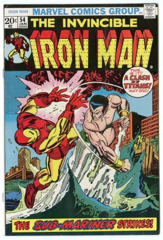Iron Man 54 Vf/nm 9.  0 White Pages Vs.  Sub - Mariner Marvel 1973
