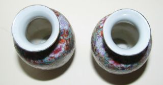 PAIR MEIJI CHINESE PORCELAIN VASES FAMILLE ROSE SIGNED HAND PAINTED MINIATURE 4
