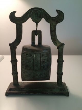 Antique Chinese Tibetan Bronze Asian Temple Buddha Hanging Bell Gong