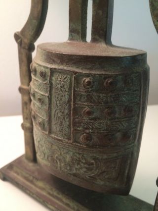 Antique Chinese Tibetan Bronze Asian temple Buddha hanging bell gong 2