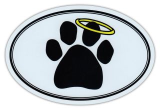 Oval Car Magnet - Dog Paw Print W/angel Halo - Memorial - Bumper Sticker Decal