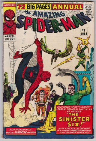 Spider - Man Annual 1 G - Vg 3.  0 First Sinister Six Steve Ditko Art