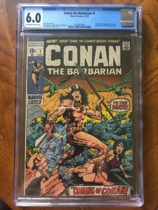 Conan The Barbarian 1 (oct 1970,  Marvel) Cgc 6.  0