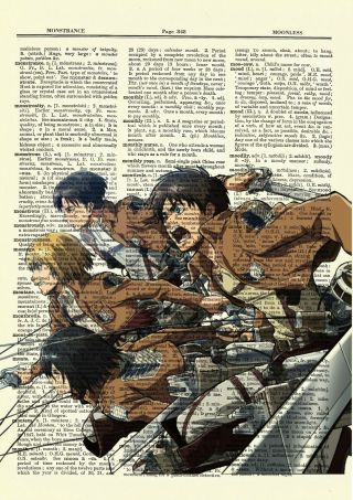 Eren Mikasa Armin Levi Attack On Titan Anime Dictionary Art Print Team Poster