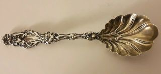 Antique Victorian Sterling Silver Whiting Tiger Lily Flower Sugar Spoon J Wiss