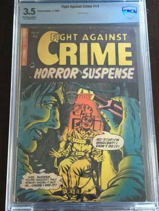 Fight Against Crime 14 Cbcs 3.  5 Ow - W 1953 Precode Crime Electric Chair Cover