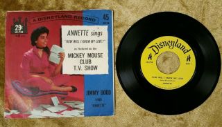 Annette Funicello How Will I Know My Love/jimmy Dodd 7 " 45rpm Disneyland Lg - 758