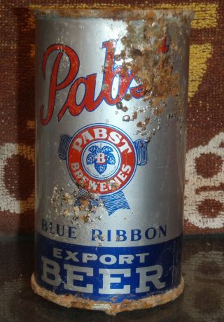 1939 Pabst Blue Ribbon Export Oi Irtp Flat Top Beer Can Red Opener Peoria Il
