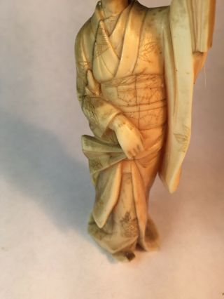 Antique Japanese Carved Okimono Geisha Girl Signed To Base C1880 4