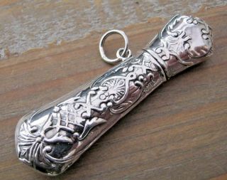 A Gothic Victorian Style Birmingham Sterling Silver Chatelaine Needle Case