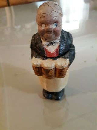 Bartender Beer Man Bottle Opener Antique Composition Figurine C.  1920s Germany 7 "